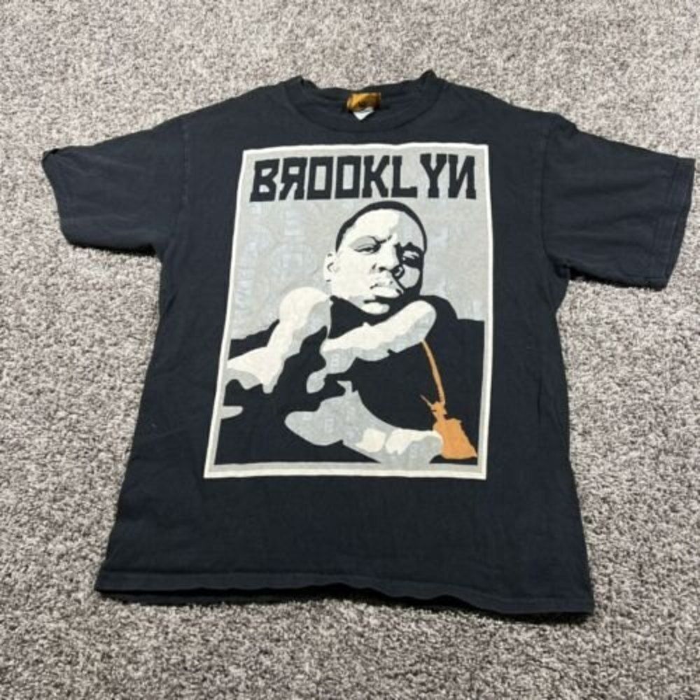 VTG Notorious B.I.G. Biggie Brooklyn Bedford Double Sided Rap Shirt Mens Small